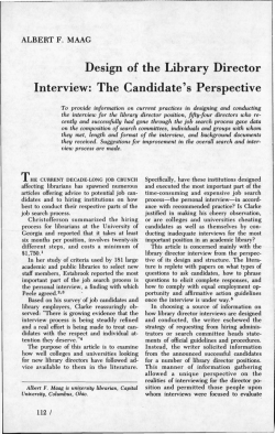Design of the Library Director Interview: The Candidate`s Perspective