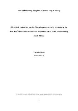 Mini and the song: The place of protest song in history (First draft