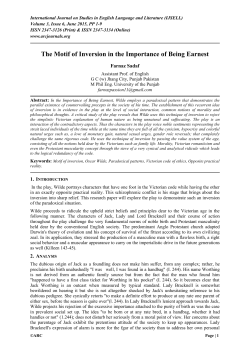 The Motif of Inversion in the Importance of Being Earnest