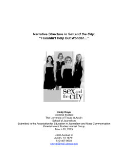 Narrative Structure in Sex and the City: &ldquo;I Couldn`t Help