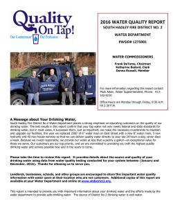 2016 WATER QUALITY REPORT - South Hadley Fire District #2