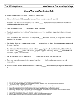 Colon, Comma, Semicolon - Washtenaw Community College