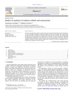 Models of Synthesis of Uniform Colloids and Nanocrystals, V