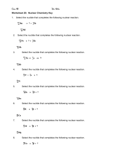 Worksheet 26: Nuclear Chemistry Key