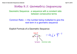 Notes 9.3 Geometric Sequences.notebook