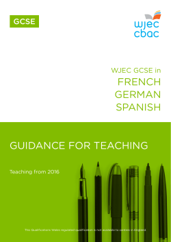 FRENCH GERMAN SPANISH GUIDANCE FOR TEACHING