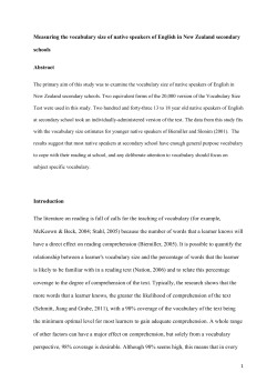 Measuring the vocabulary size of native speakers of English in New