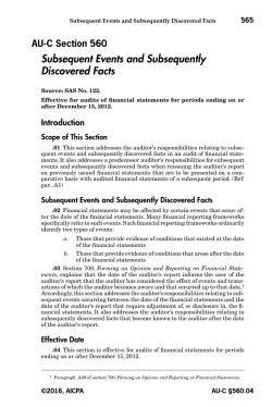 Subsequent Events and Subsequently Discovered Facts