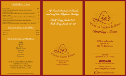 Catering Menu - Lia`s Pizzeria