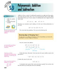 Polynomials: Addition and Subtraction