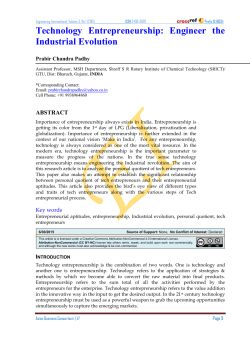 Technology Entrepreneurship: Engineer the Industrial Evolution