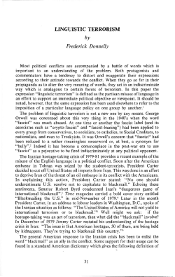 LINGUISTIC TERRORISM by Frederick Donnelly