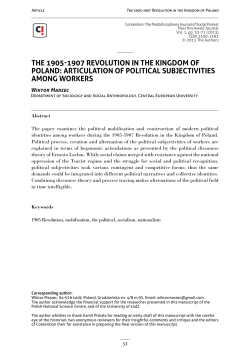 tHe 1905-1907 revolUtion in tHe kinGDoM oF polAnD: ArtiCUlAtion
