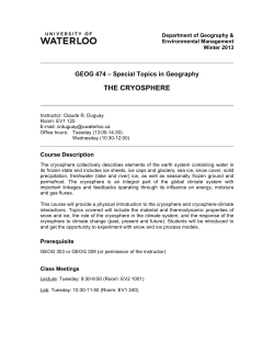 the cryosphere - University of Waterloo