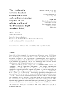 The relationship between dissolved carbohydrates and