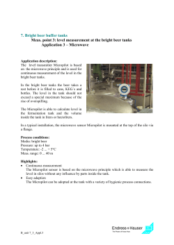 level measurement at the bright beer tanks Application 3 &ndash; Microwave