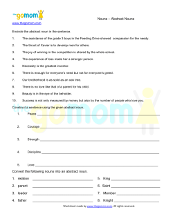 Nouns - Abstract Nouns