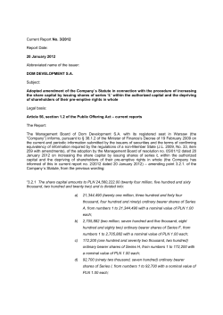 Adopted amendment of the Company`s Statute in connection with