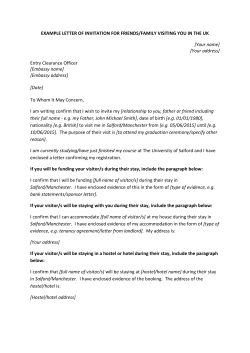 EXAMPLE LETTER OF INVITATION FOR FRIENDS/FAMILY