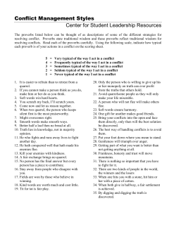 Conflict Management Styles Center for Student Leadership Resources