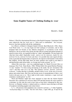 Some English Names of Clothing Ending in -wear