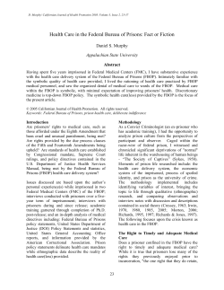 Health Care in the Federal Bureau of Prisons: Fact or Fiction