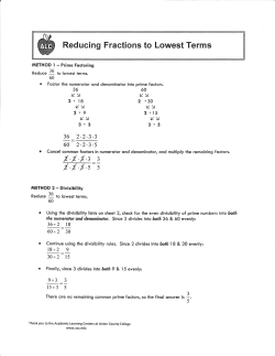 Reducing Fractions to Lowest Terms