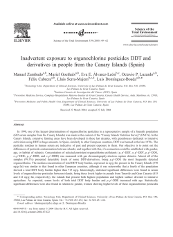 Inadvertent exposure to organochlorine pesticides DDT and
