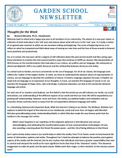 Garden School Newsletter 1-6-17
