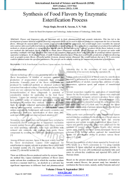 Synthesis of Food Flavors by Enzymatic Esterification Process