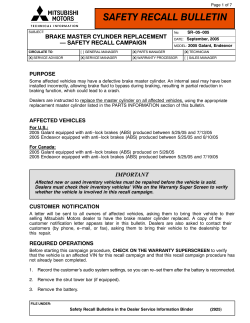SAFETY RECALL BULLETIN