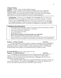 1 College Writing Personal Writing (Write for College, pages 143-144)