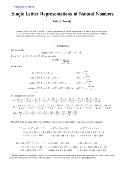Single Lettter Representations of Natural Numbers