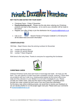 KEY FACTS AND DATES FOR YOUR DIARY &bull; Christmas Fayre