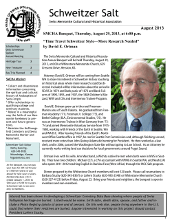 Aug 2013 - Swiss Mennonite Cultural and Historical Association