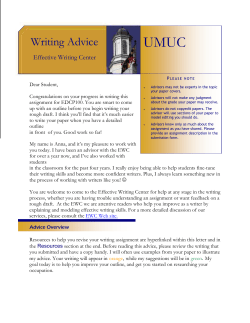 Writing Center Advice Example: EDCP 100