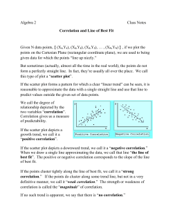 Algebra 2 Class Notes Correlation and Line of Best Fit Given N data