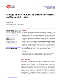 Kautilya and Machiavelli on Justice, Prosperity and National Security