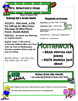 &bull; READ stories and poems &bull; MATH doubles fact sheet