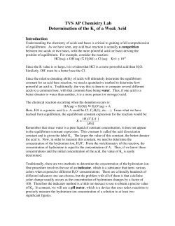 Lab XII - Determining the Ka of Acetic Acid