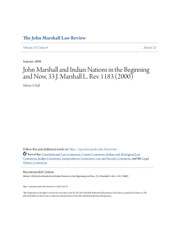 John Marshall and Indian Nations in the Beginning and Now, 33 J