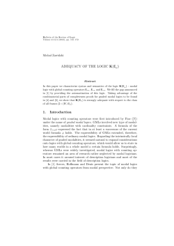 ADEQUACY OF THE LOGIC K(E 1. Introduction
