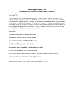 Choosing a Working Title - University of Colorado Denver