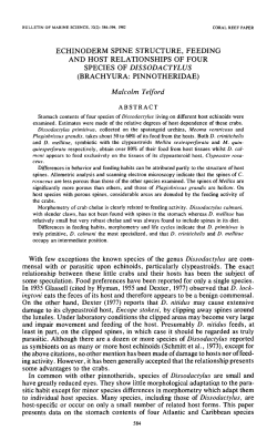 Echinoderm Spine Structure, Feeding and Host Relationships of