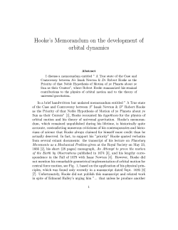 Hooke`s Memorandum on the development of