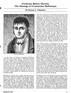 Evolution Before Darwin: The Musings of Constantine Rafinesque