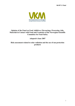 Risk assessment related to solar radiation and the use of sun