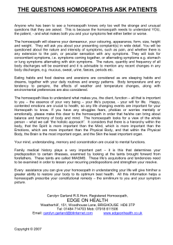 the questions homoeopaths ask patients