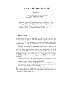 The Sum of PRPs is a Secure PRF - International Association for