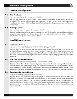 Pendulum Investigations Level A Investigations